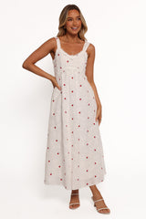 Salli Midi Dress - White/Red