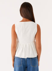 Sallie Linen Top - White