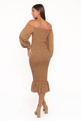 Sara Midi Dress - Brown Floral