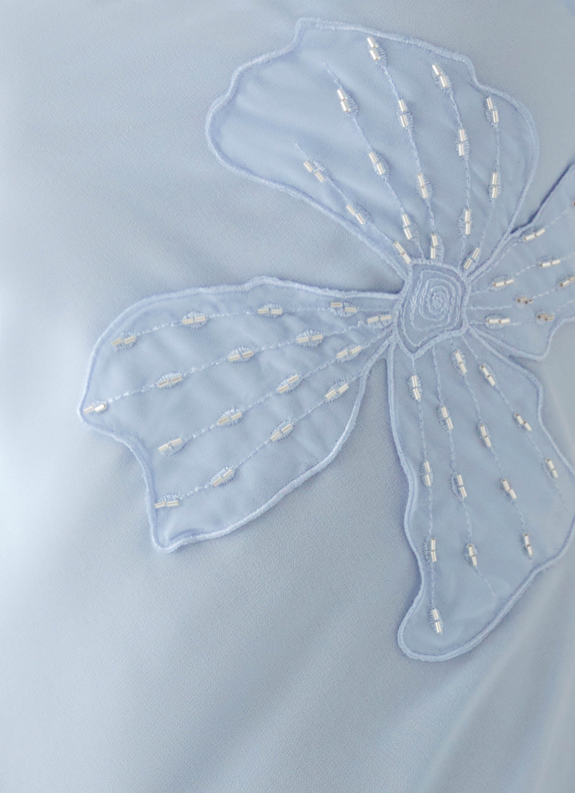 Sassafras Beaded Flower Strapless Maxi Dress - Blue