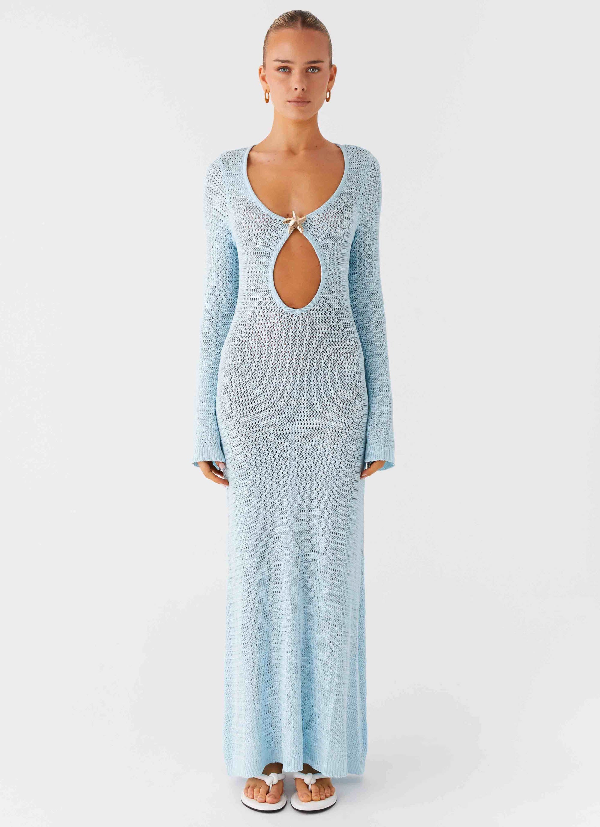 Seascape Chochet Maxi Dress - Blue