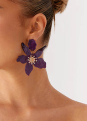 Siesta Flower Earrings - Purple