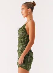 Seona Beaded Dress - Khaki