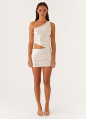 Seranella One Shoulder Mini Dress - Ivory