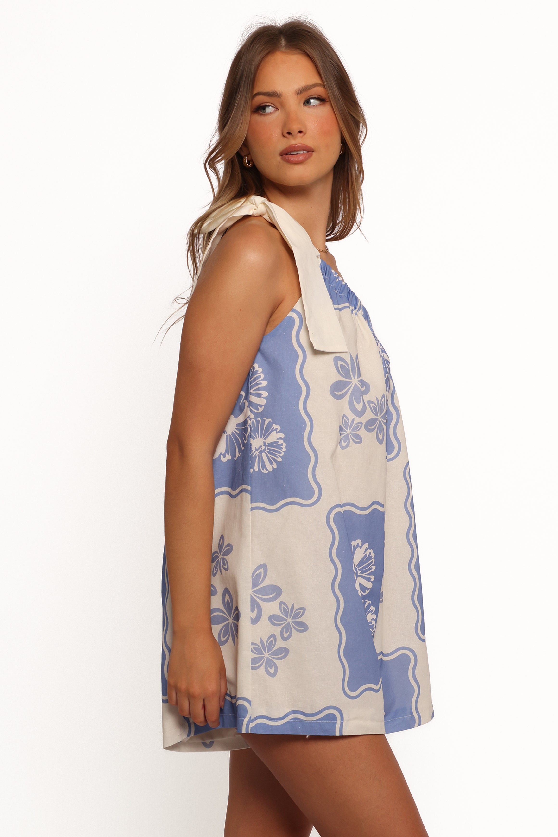 Shanice One Shoulder Playsuit - Blue Dahlia