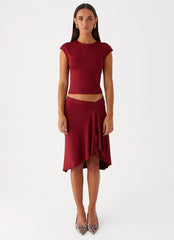 Shes A Lady Midi Skirt - Red