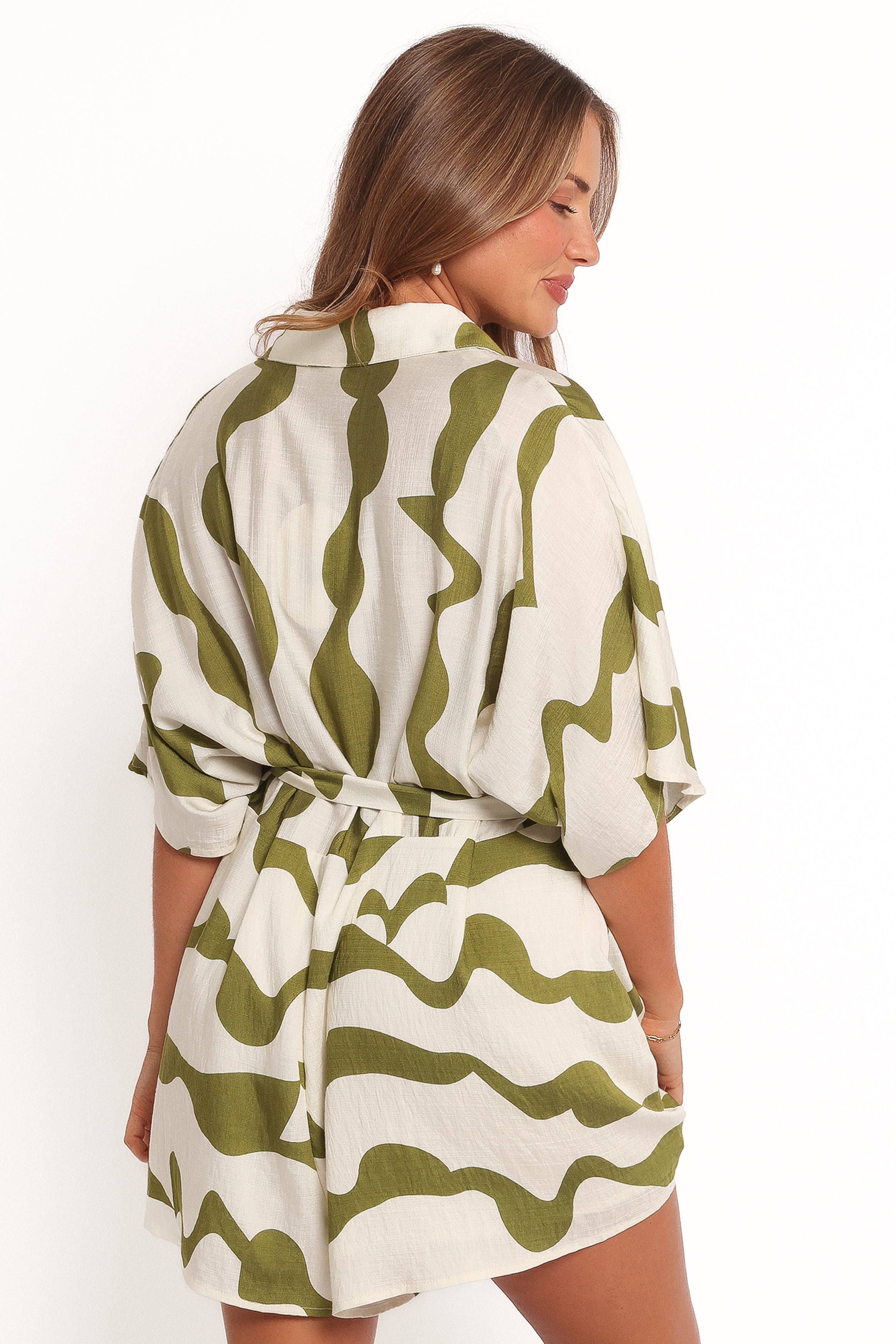 Sheily Tie Waist Romper - Green