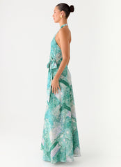 So Chic Maxi Dress - Green Paisley