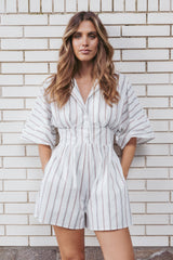 Sonyalle Romper - Blue Brown Stripe