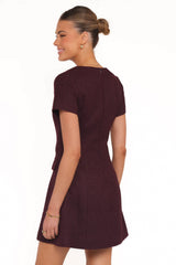 Sutton Mini Dress - Plum Tweed