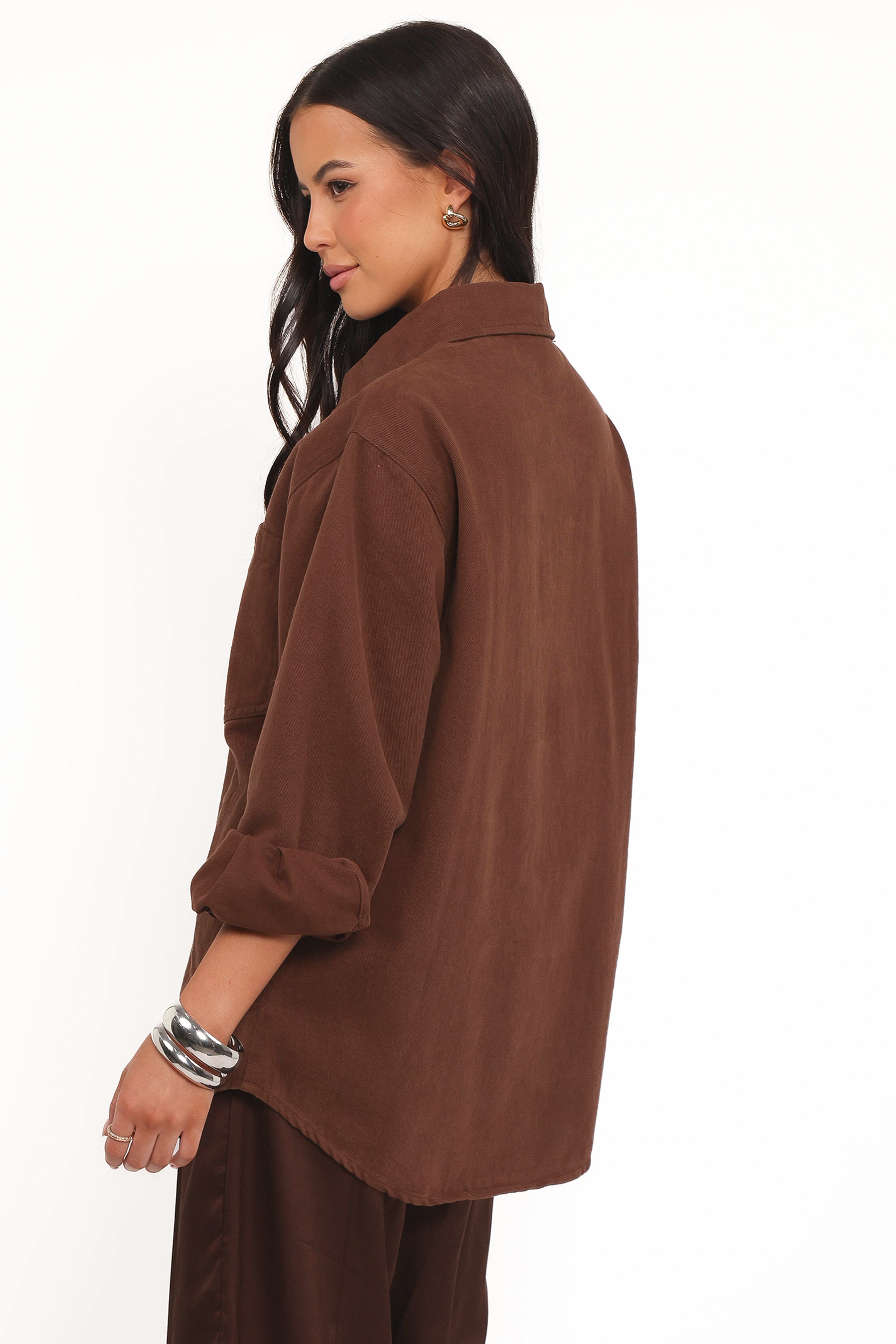 Toto Denim Shacket - Chocolate Brown