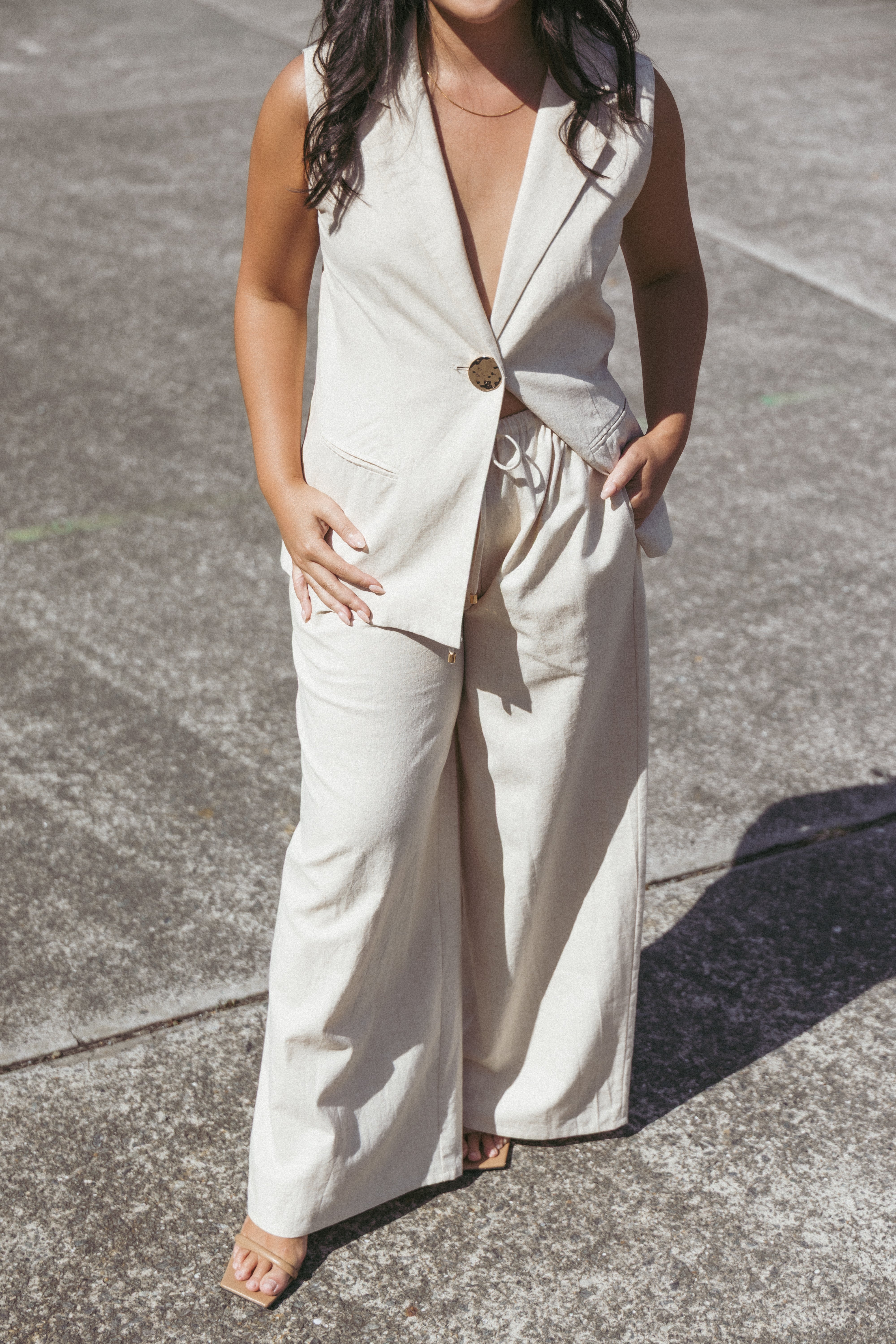 Trula Wide Leg Pant - Oatmeal