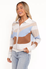 Tulula Abstract Print Cardigan - Cream