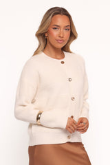 Verago Textured Stripe Cardigan - Cream