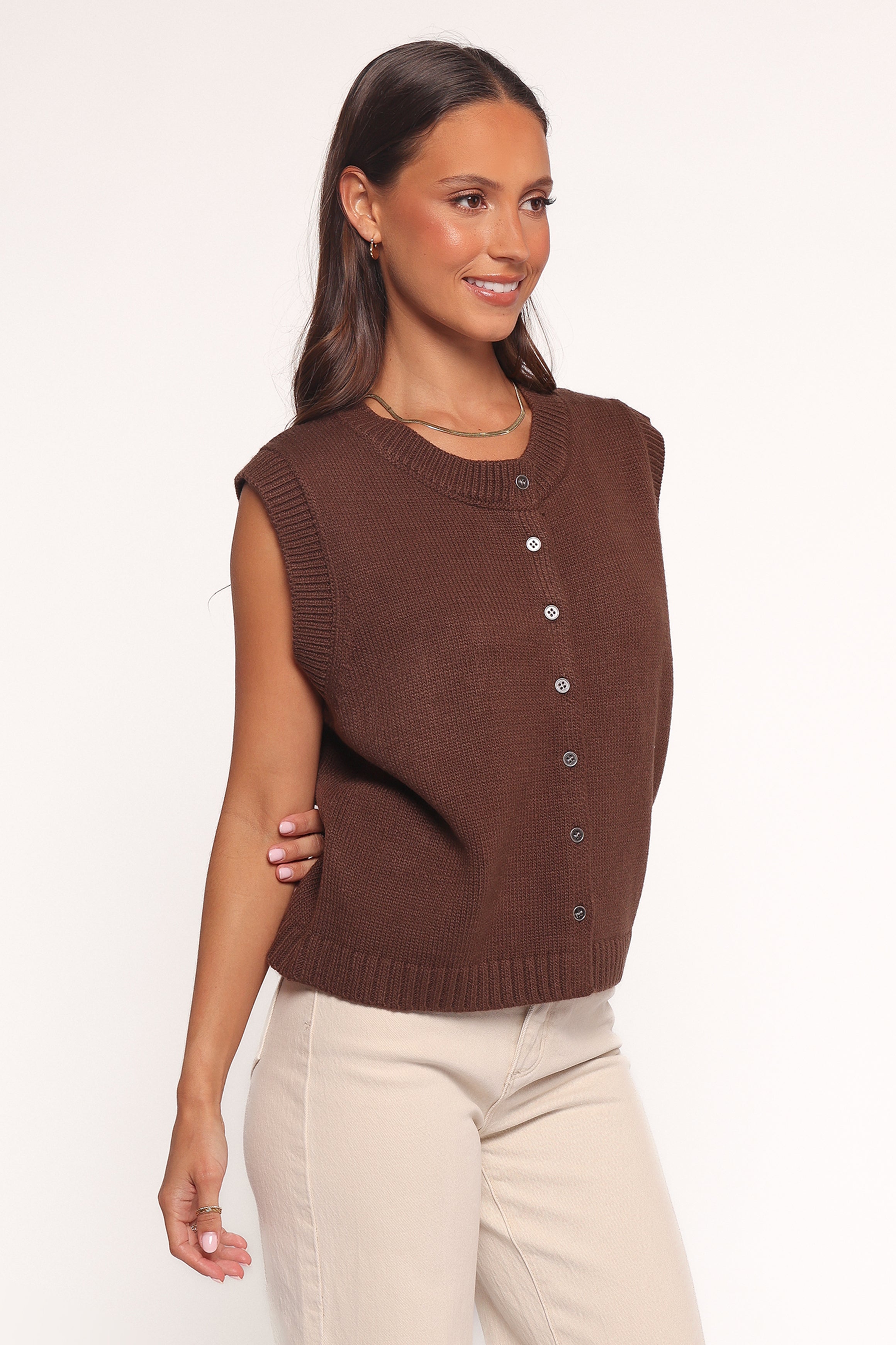 Weston Knit Vest - Dark Chocolate