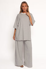 Wilda Oversized Tee - White Black Stripe