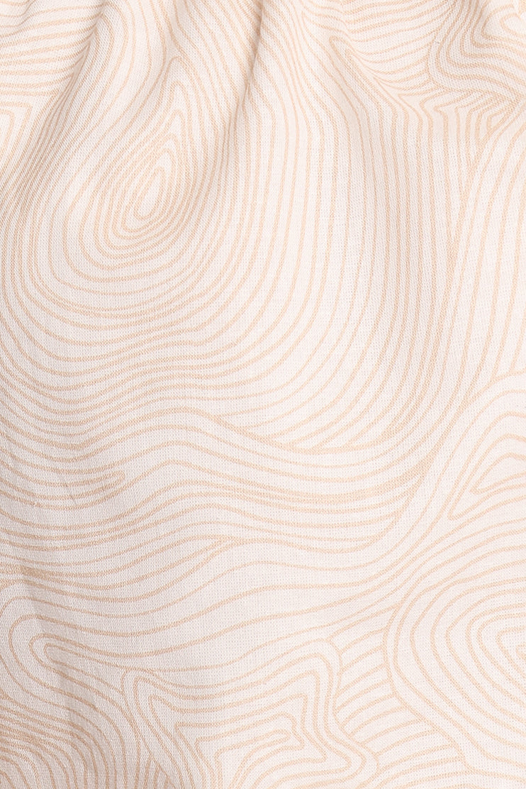 Zion Off Shoulder Long Sleeve Top - Tan Swirl