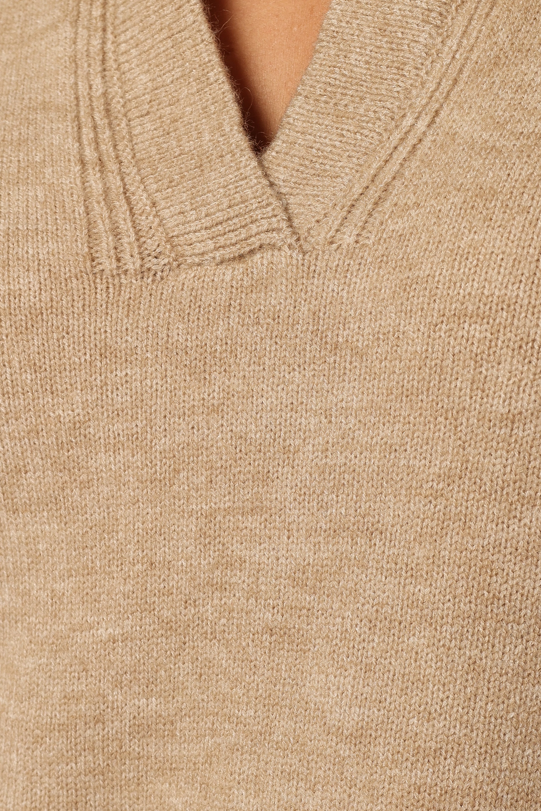 Elise Contrast Hem Knit Sweater - Taupe
