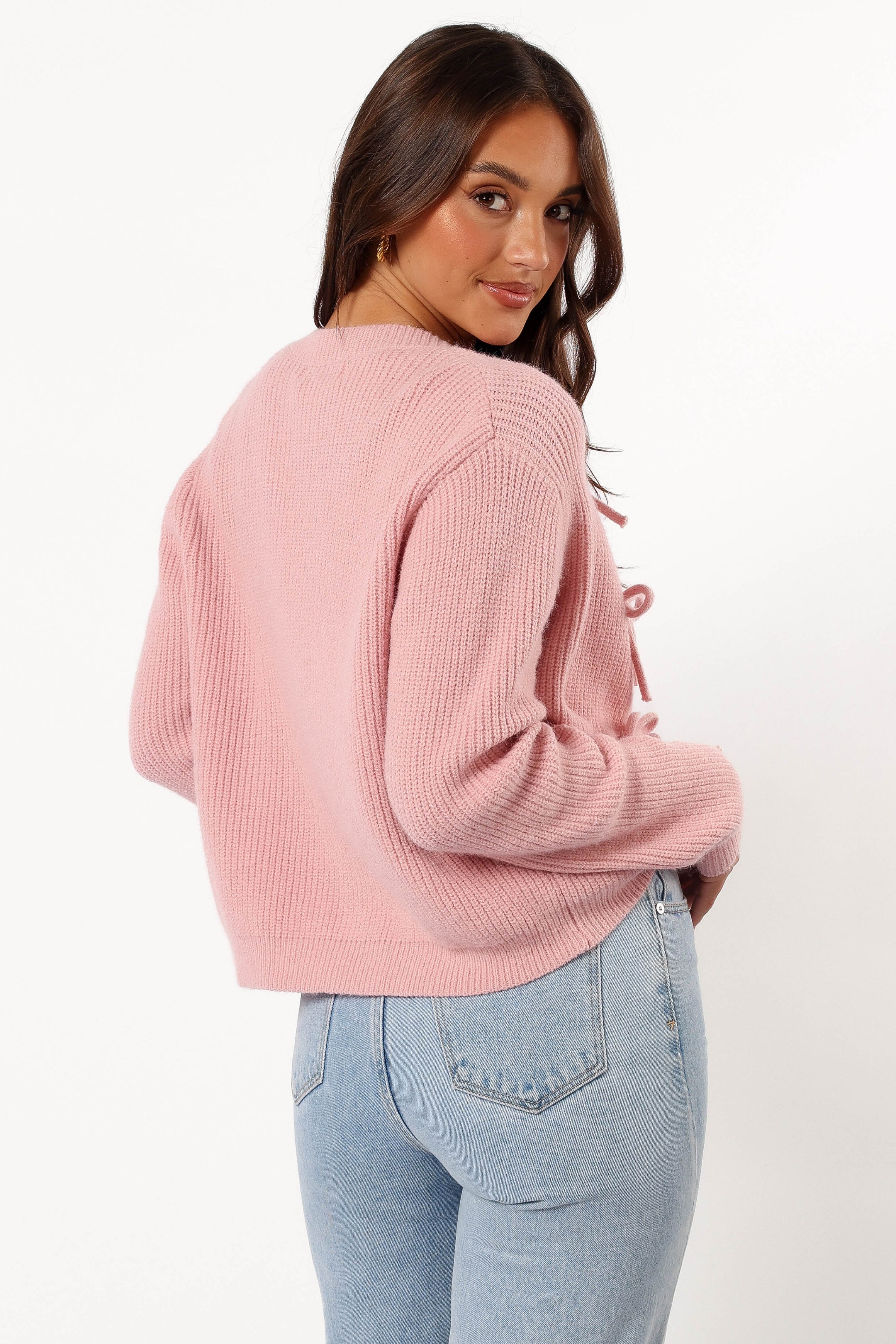 Wilde Bow Front Cardigan - Blush