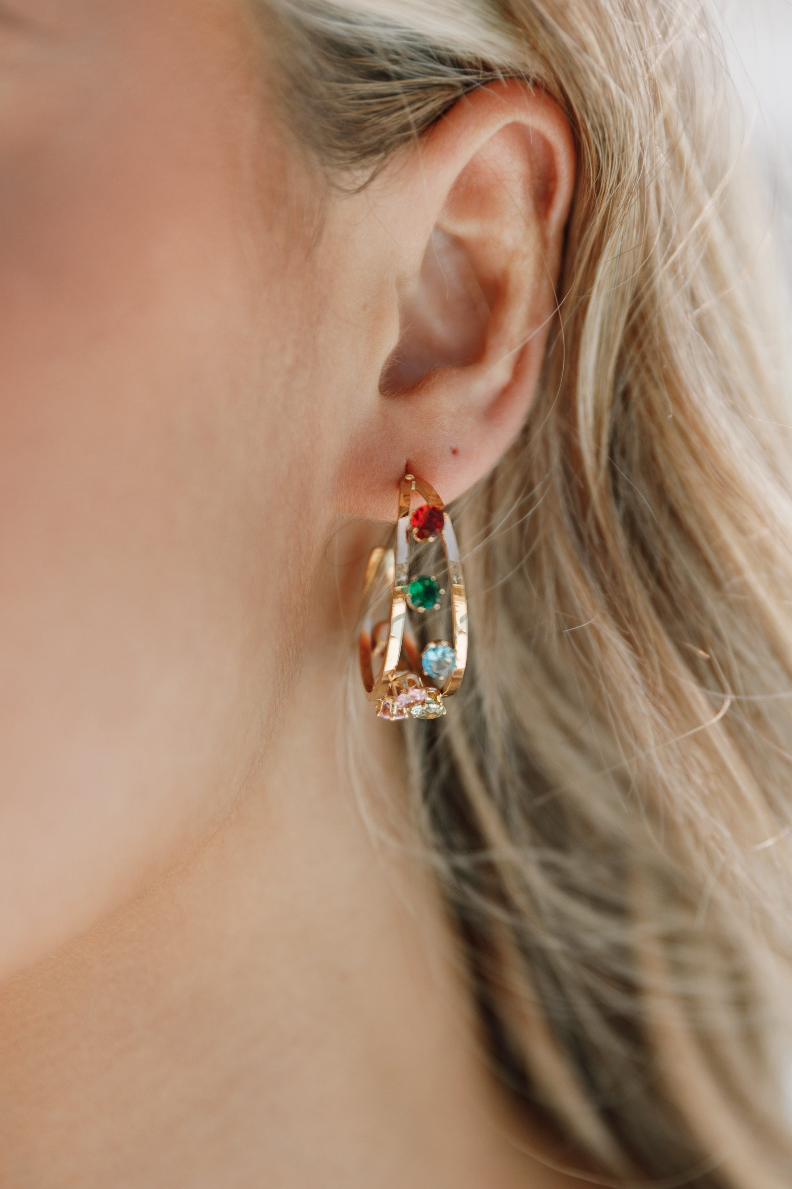 Antigoni Hoop Earrings - Gold/Multi