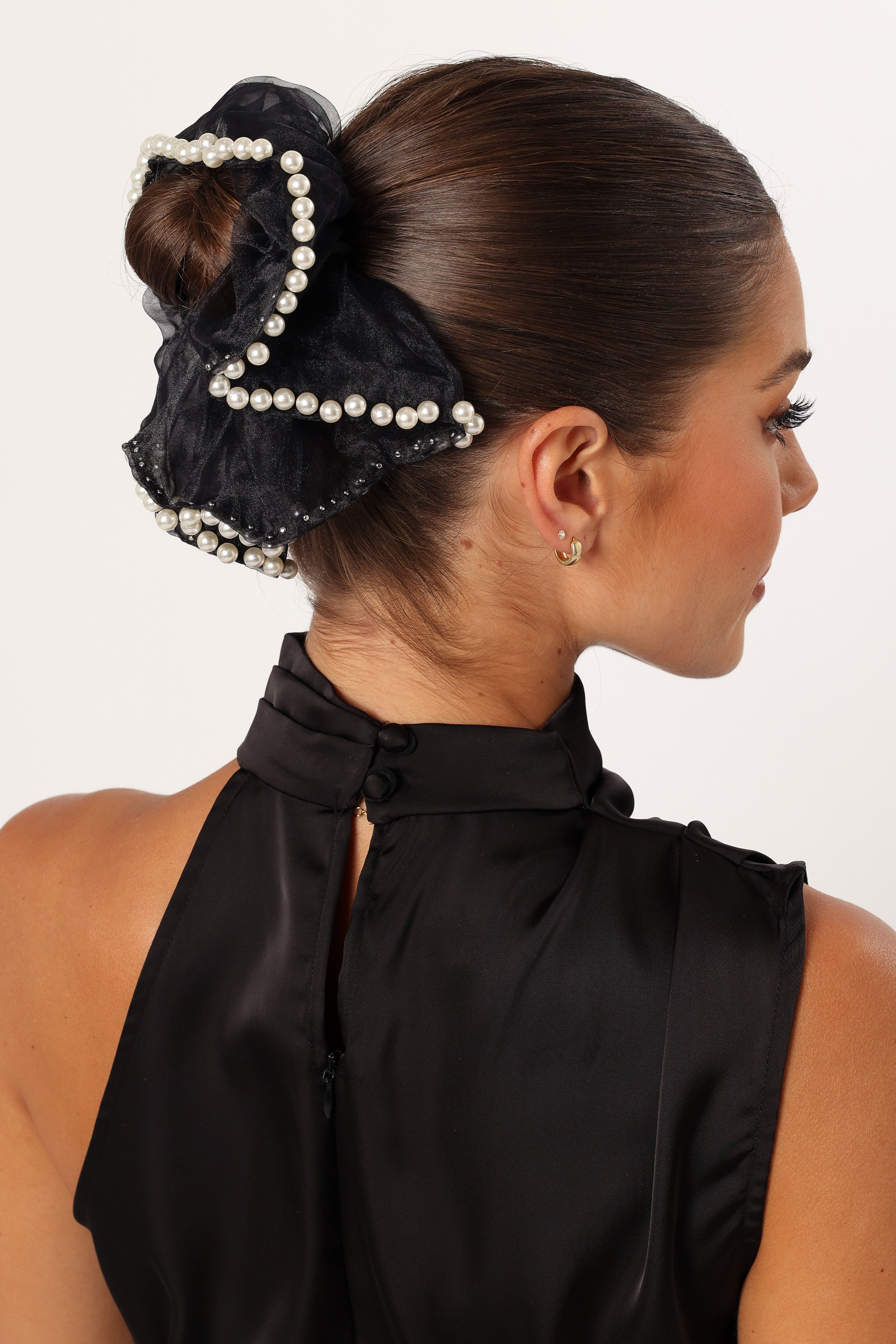 Astoria Pearl Hair Tie - Black Cream