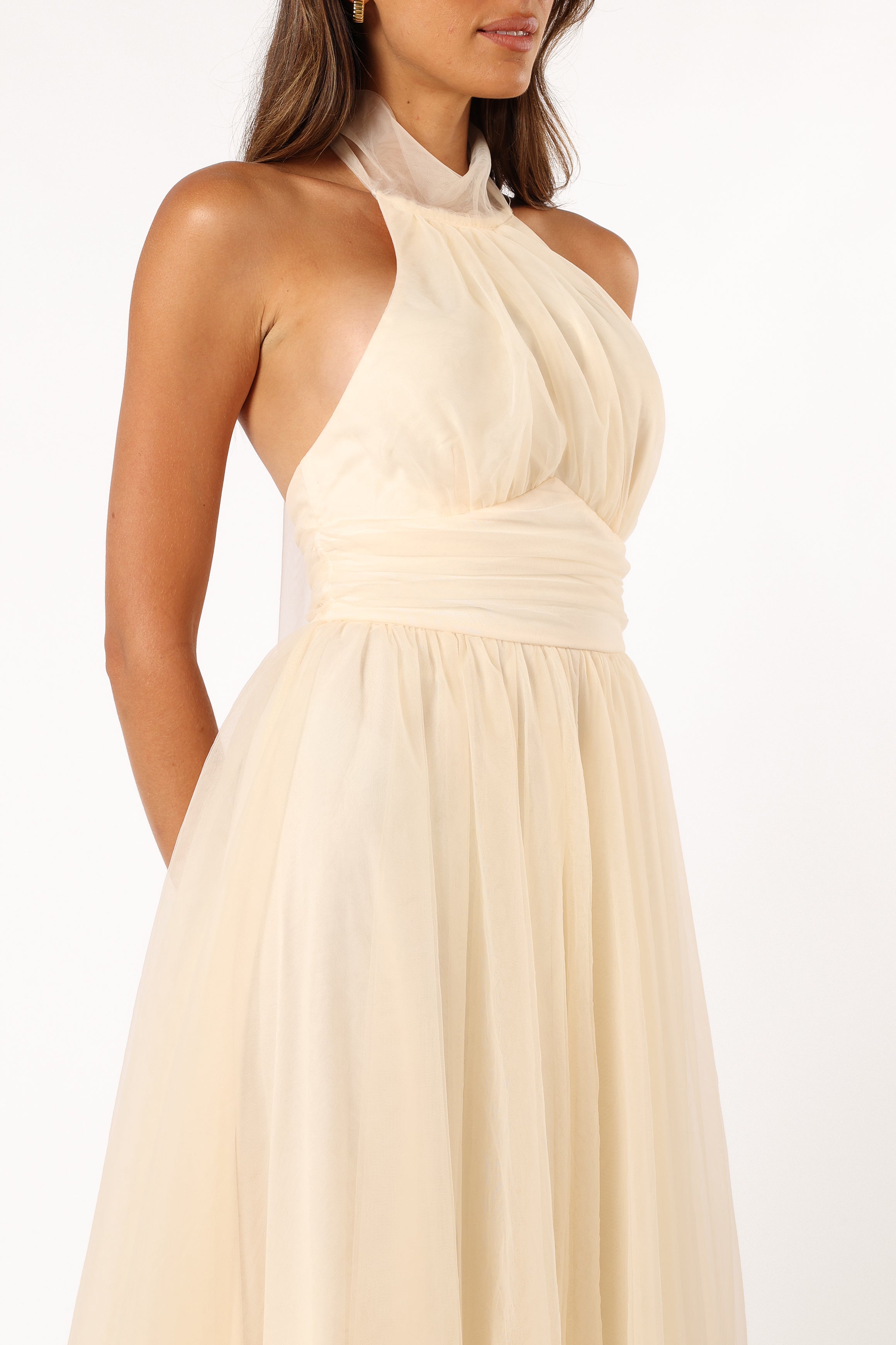 Aletta Halterneck Midi Dress - Cream