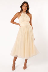 Aletta Halterneck Midi Dress - Cream