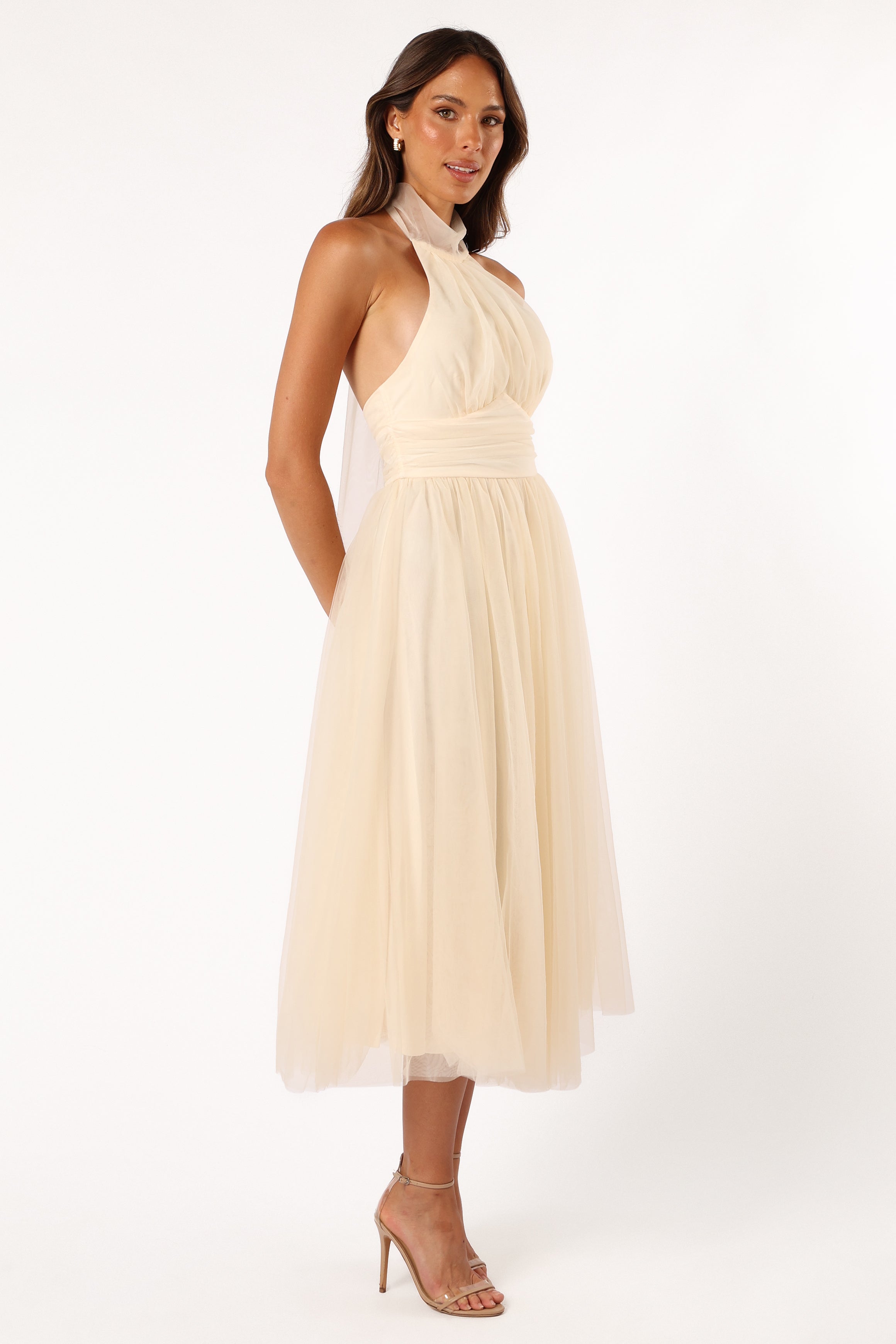 Aletta Halterneck Midi Dress - Cream