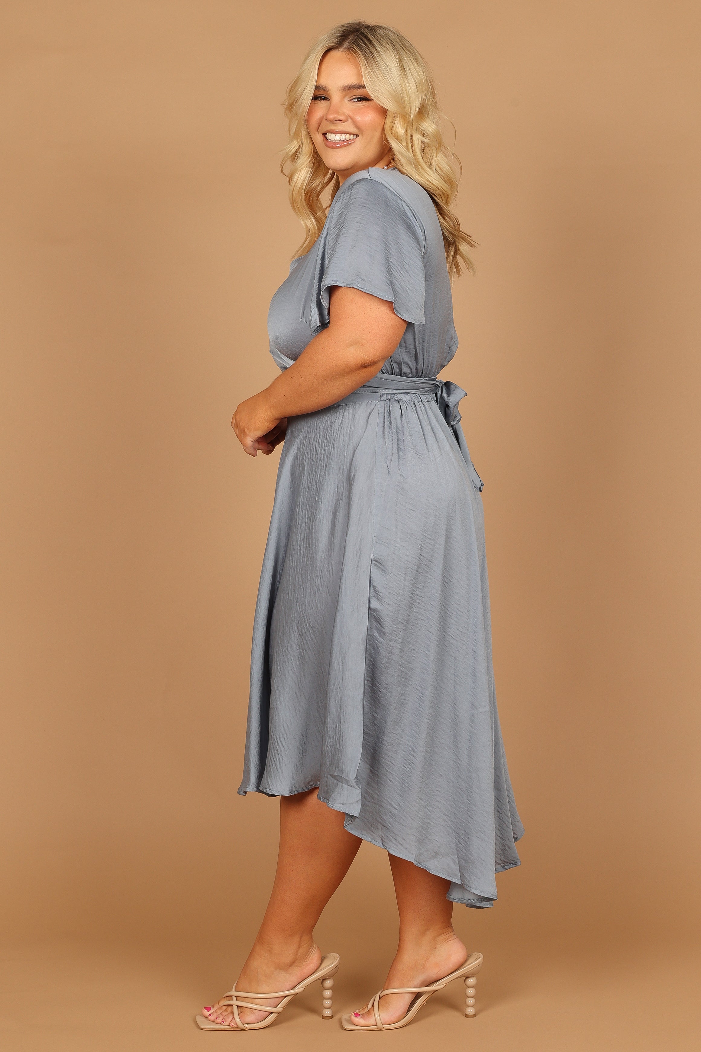 Amanda Hi Lo Tie Front Dress - Blue