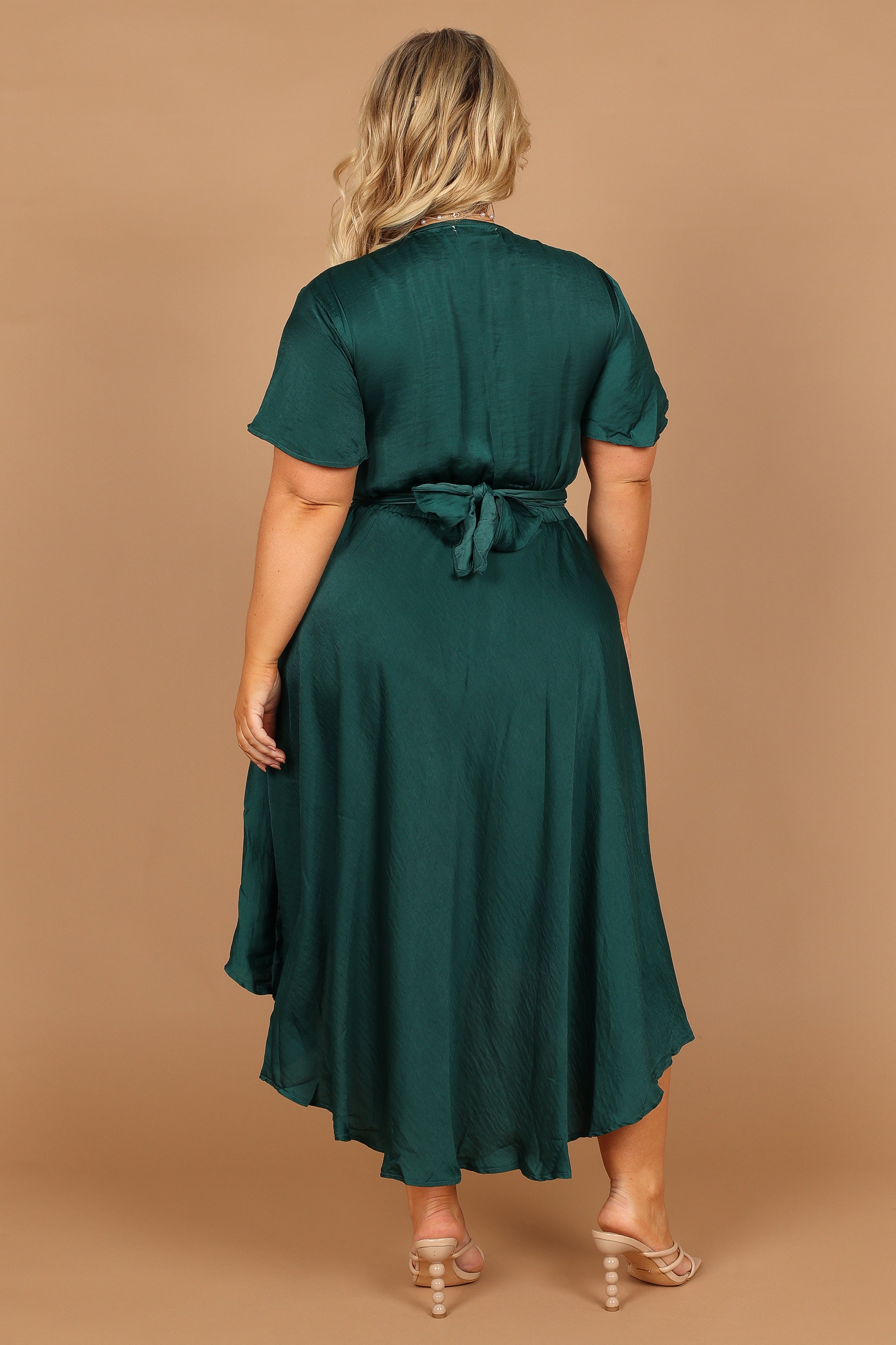 Amanda Hi Lo Tie Front Dress - Emerald