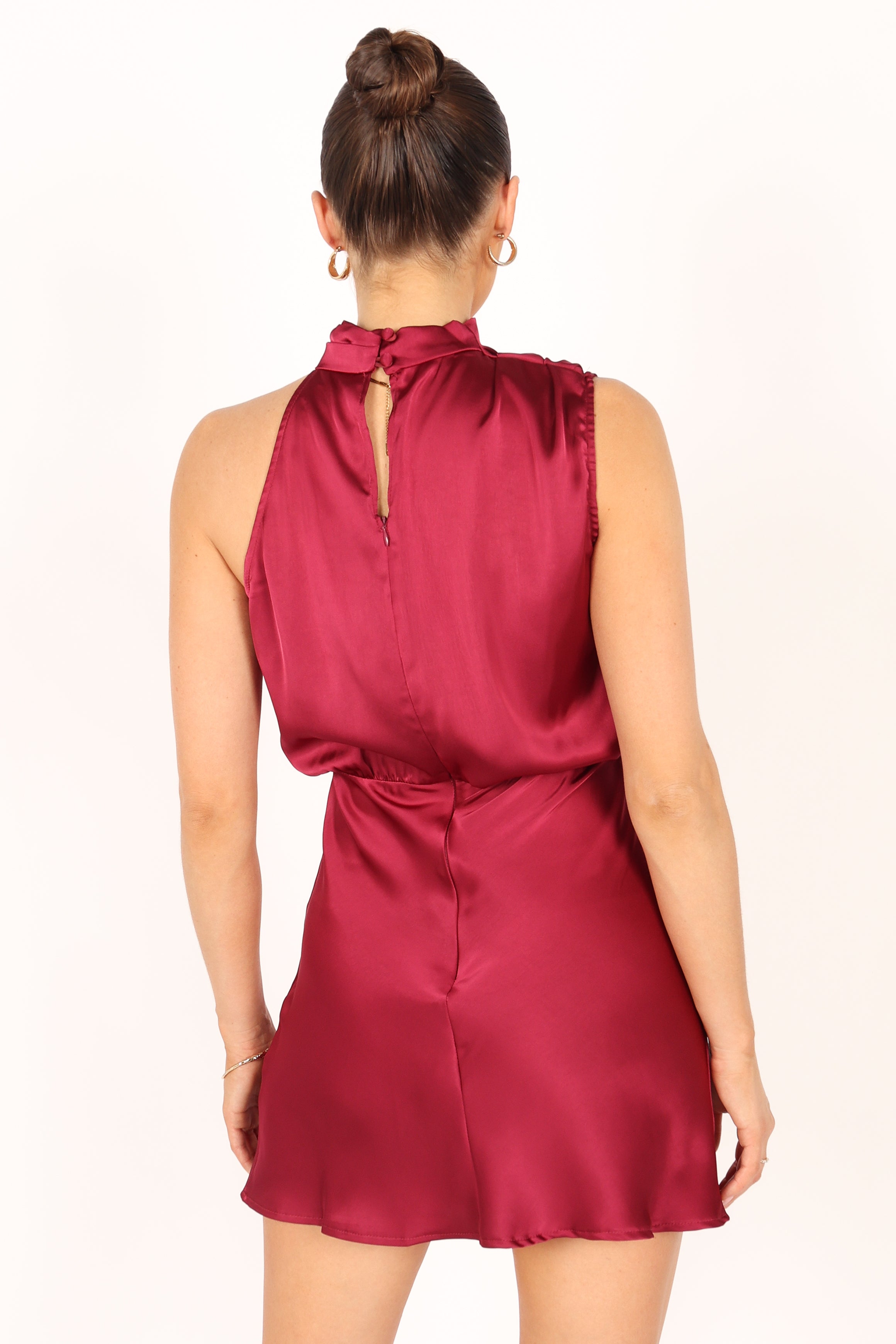 Anabelle Halter Neck Mini Dress - Berry