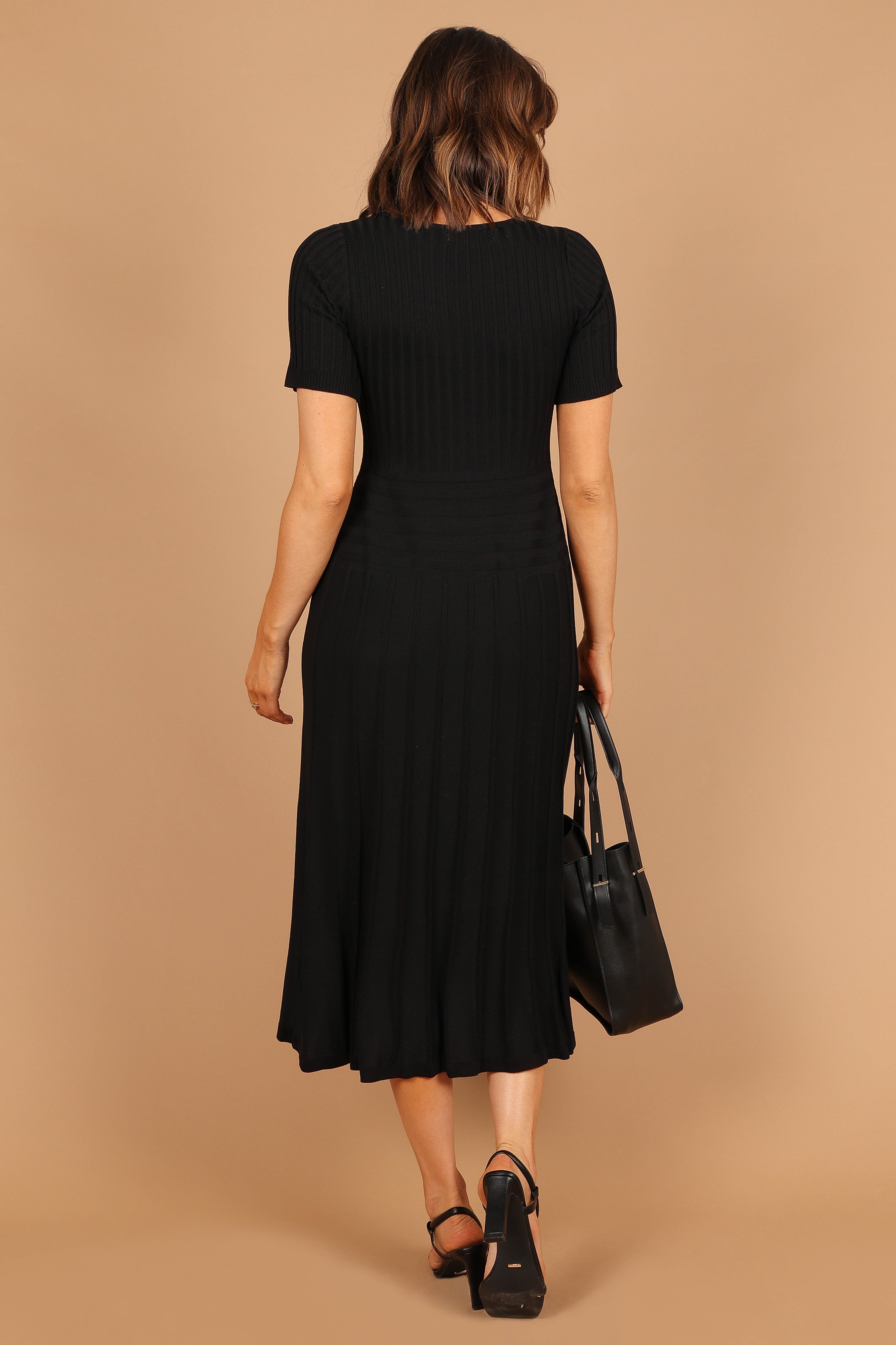 Audrina Knit Midi Dress - Black