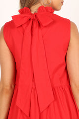 Bradshaw Tiered Mini Dress - Red/Pink