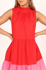 Bradshaw Tiered Mini Dress - Red/Pink