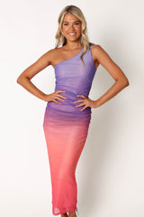 Dakota One Shoulder Midi Dress - Purple Gradient