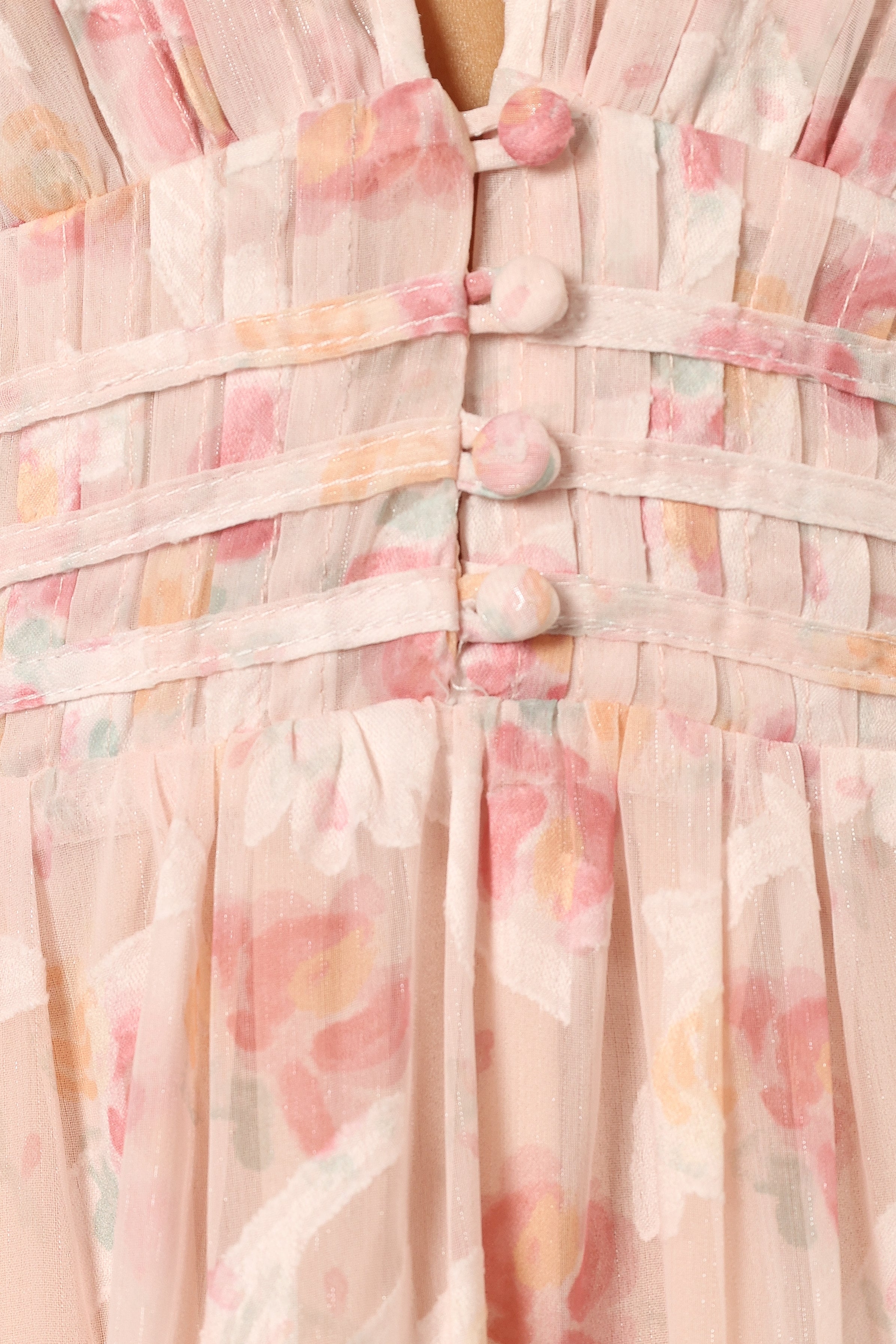 Daphne Ruffle Midi Dress - Pink Orange