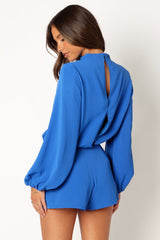 Galen Long Sleeve Romper - Paris Blue