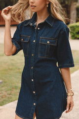 Hailey Denim Mini Dress - Dark Denim