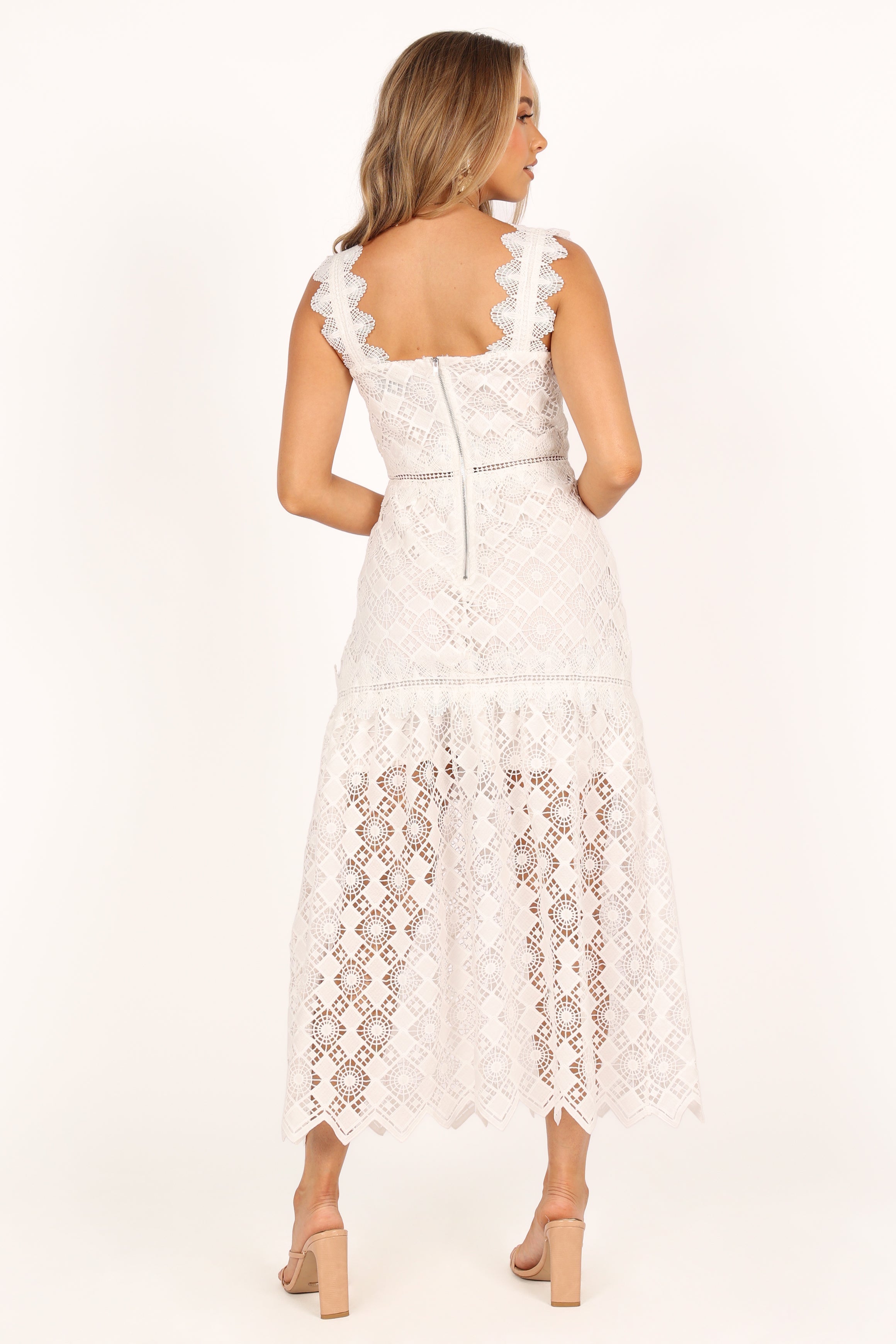 Harper Midi Lace Dress - White