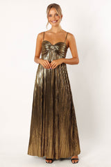 Kanthro Pleated Maxi Dress - Gold