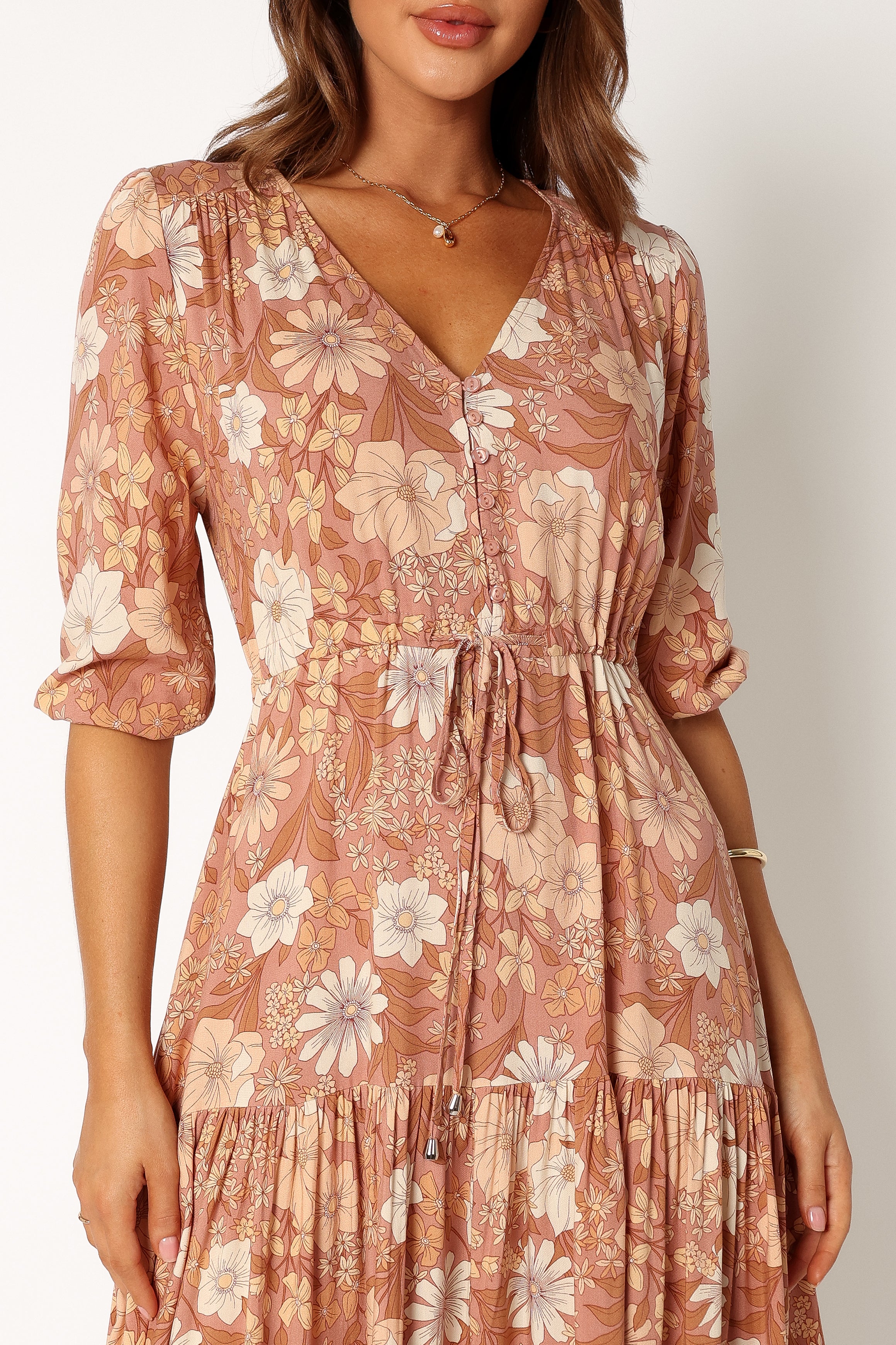 Kelda Dress - Tan Floral