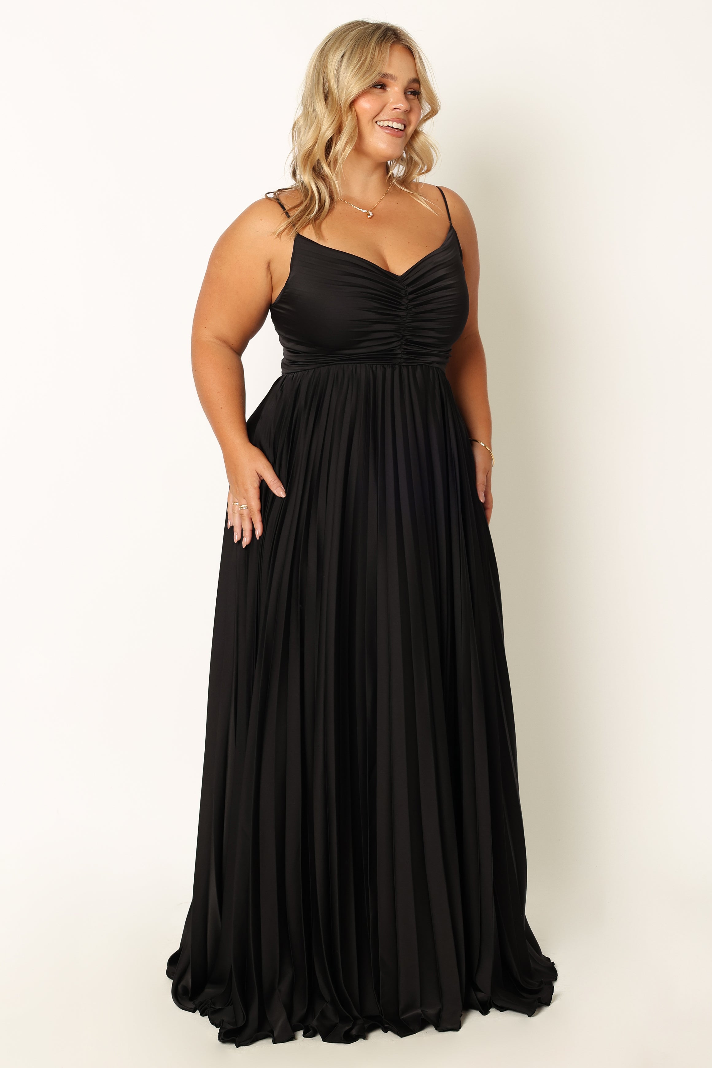 Naira Pleated Maxi Dress - Black