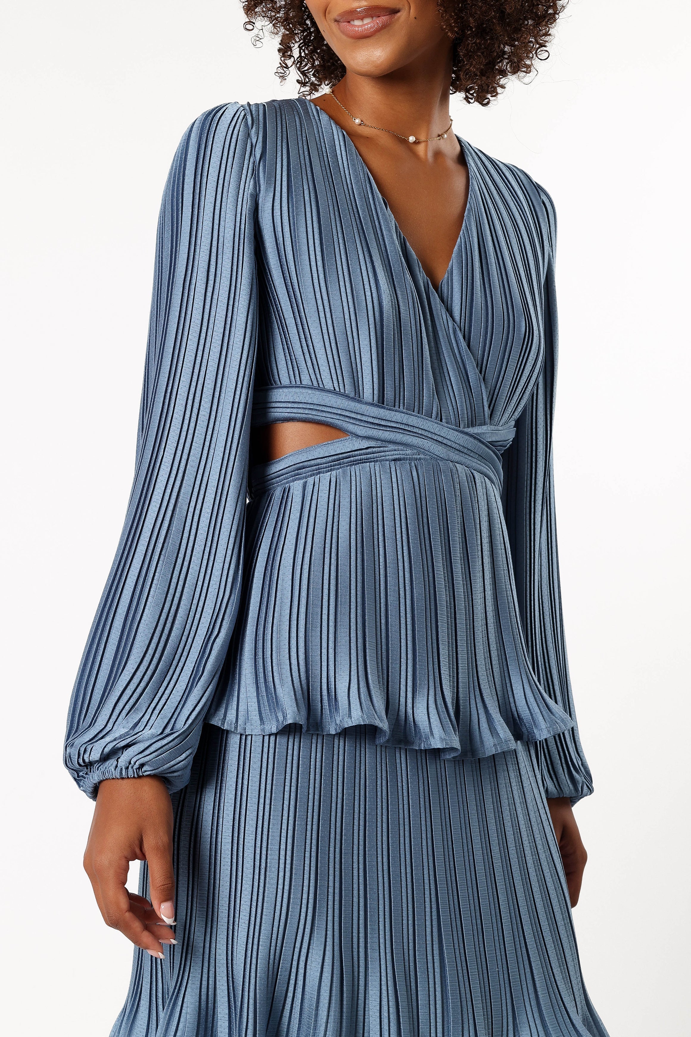 Pippa Long Sleeve Midi Dress - Blue