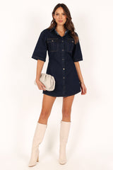 Hailey Denim Mini Dress - Dark Denim
