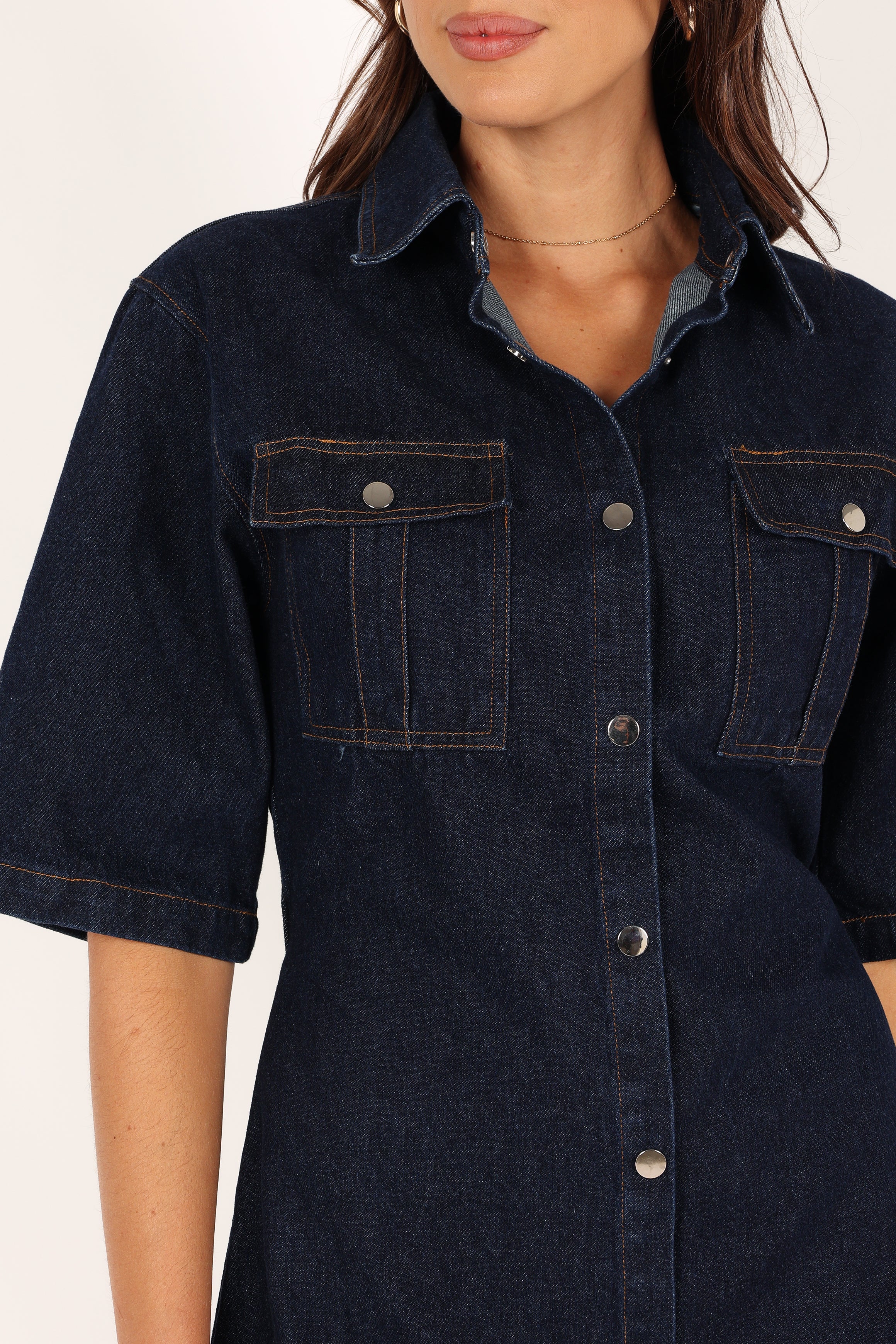 Hailey Denim Mini Dress - Dark Denim