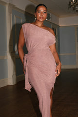 Santiago Off Shoulder Midi Dress - Dusty Rose