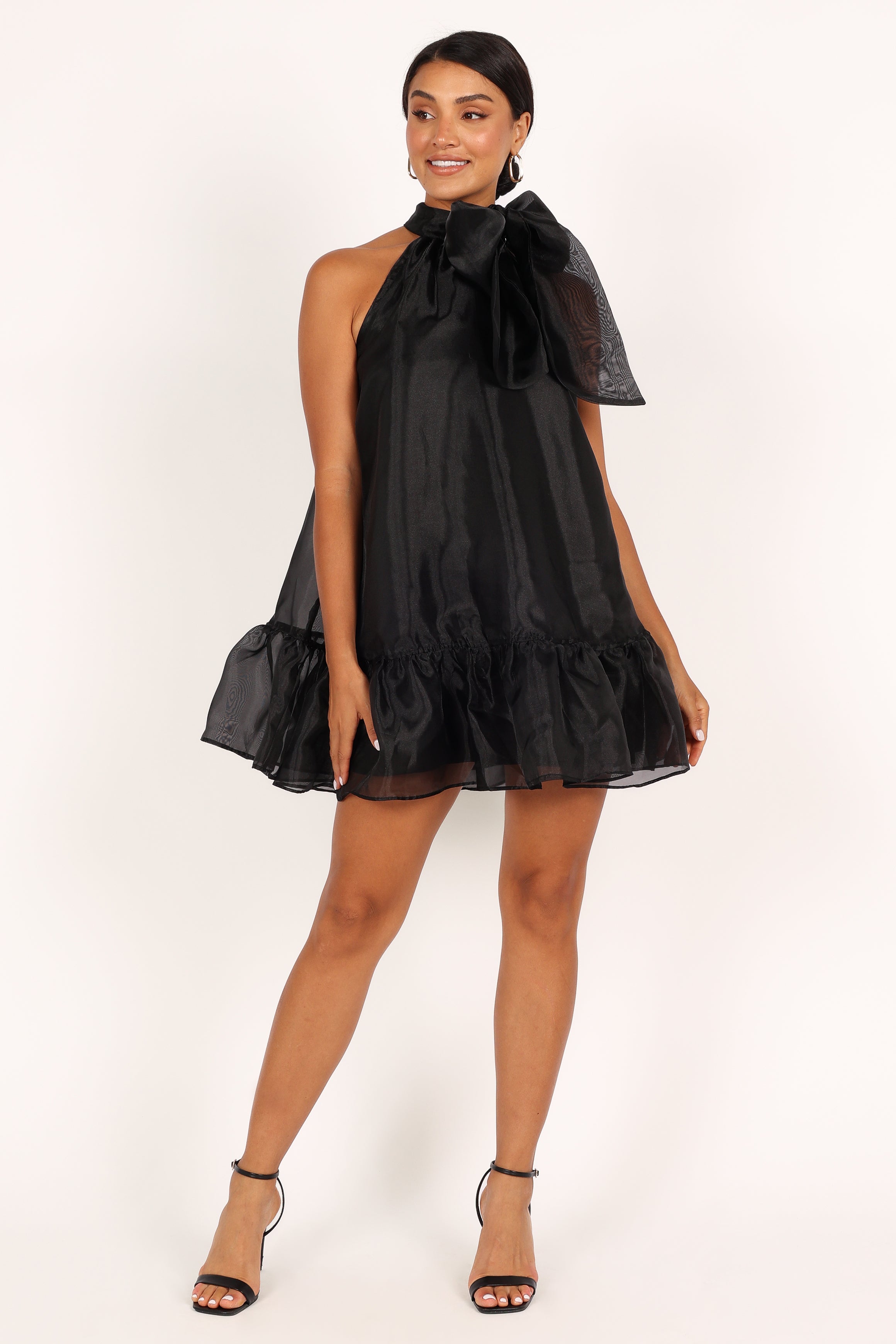 Sophia Bow Mini Dress - Black