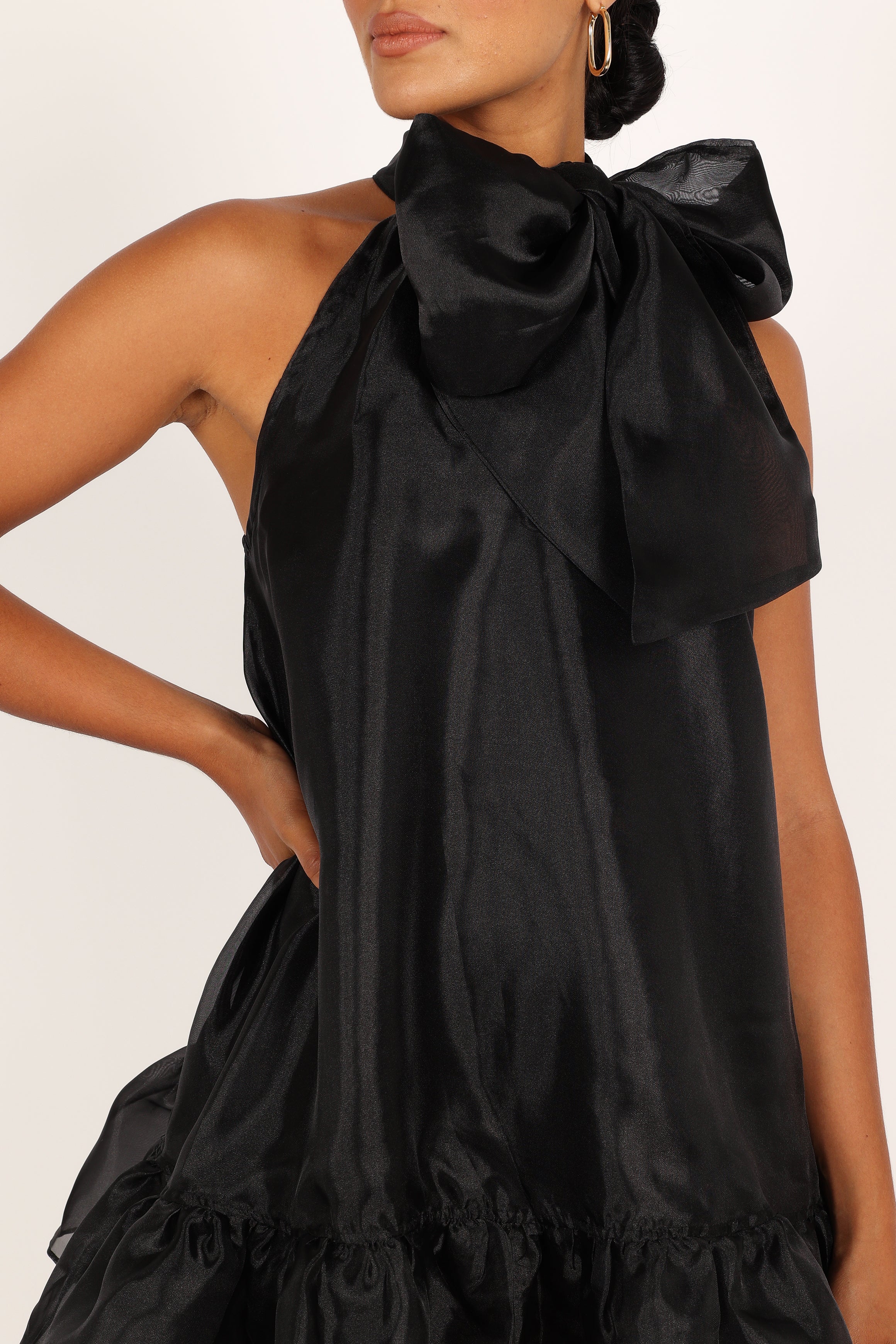 Sophia Bow Mini Dress - Black