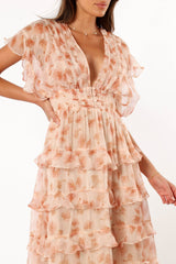 Wendi Ruffle Dress - Dark Peach Floral