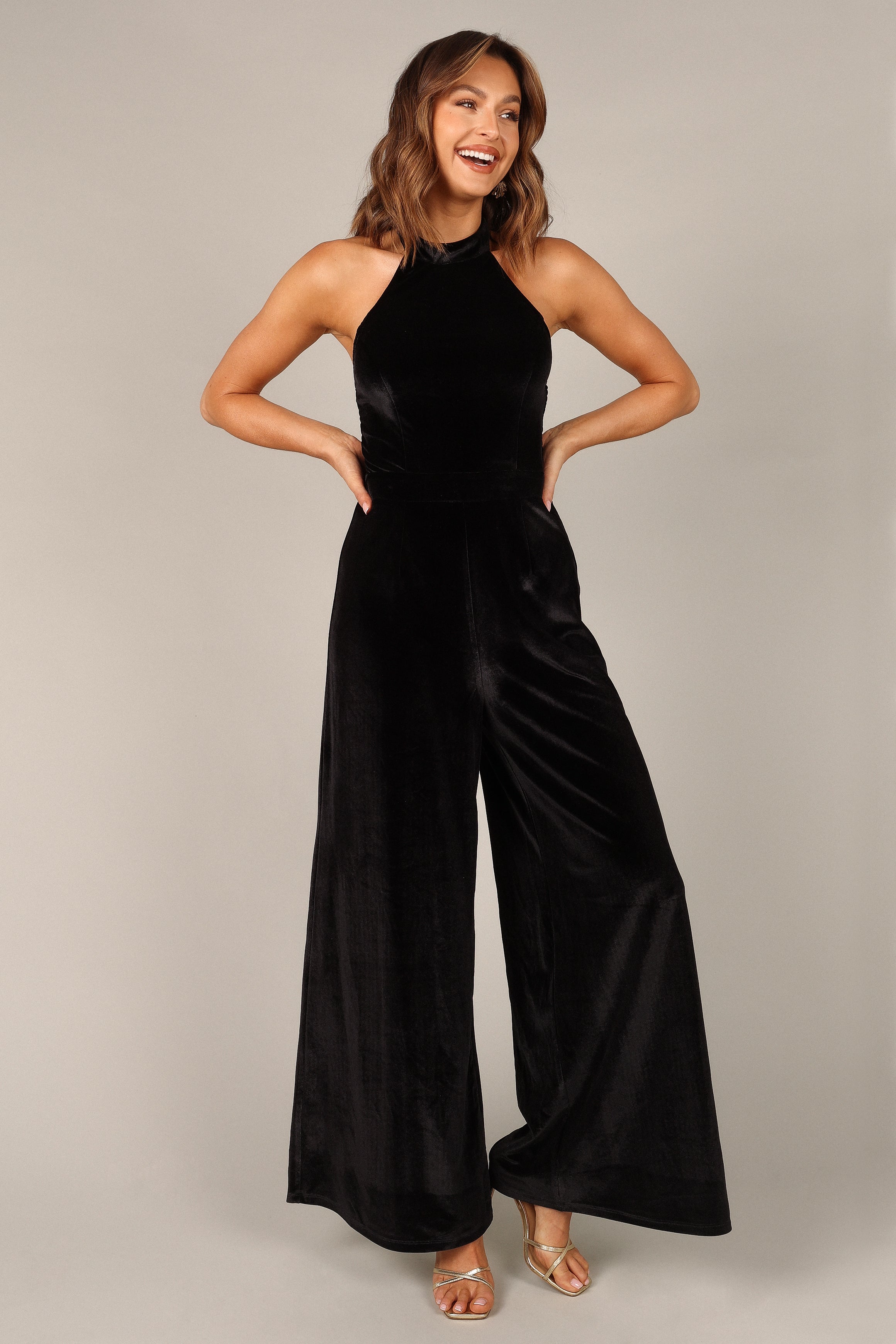 Aria Velvet Jumpsuit - Black